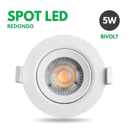 Imagem de Kit 50 Luminária Led Spot 5W Redondo Quadrado Embutido Branco Frio Quente 3000k 6500k Bivolt