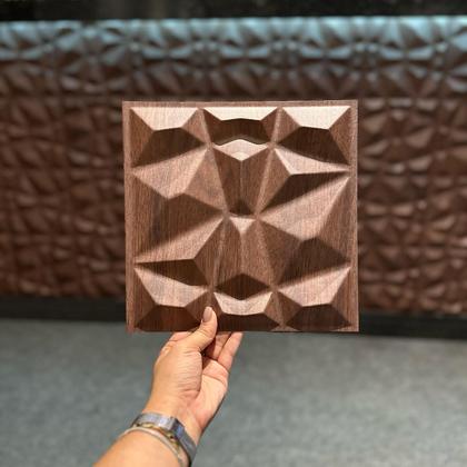 Imagem de Kit 50 Placas 25x25cm 3D Decorativa Diamante Revestimento Estilo Madeira Plástico PVC Auto Relevo