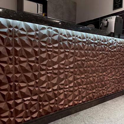 Imagem de Kit 50 Placas 25x25cm 3D Decorativa Diamante Revestimento Estilo Madeira Plástico PVC Auto Relevo