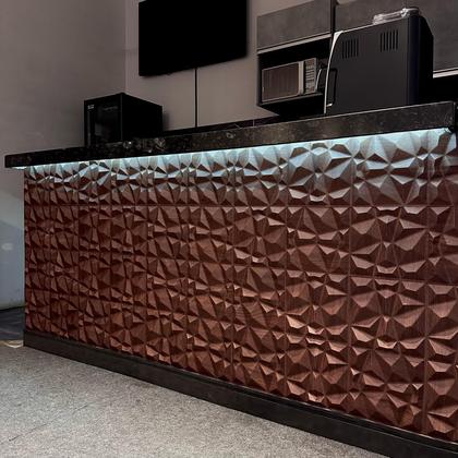 Imagem de Kit 50 Placas 25x25cm 3D Decorativa Diamante Revestimento Estilo Madeira Plástico PVC Auto Relevo