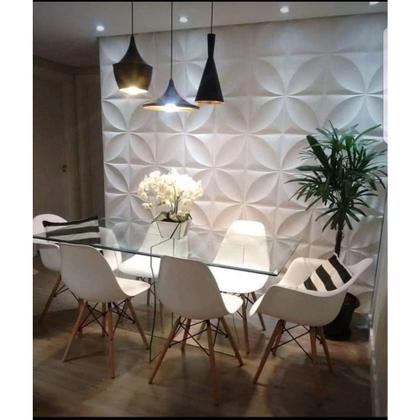 Imagem de Kit 50 Placas 25x25cm 3D Decorativa Pétalas Flor Revestimento Plástico PVC Auto Relevo