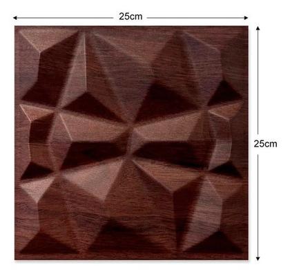 Imagem de Kit 50 Placas 25x25cm 3D Decorativa Revestimento Diamante Madeira PVC Auto Relevo