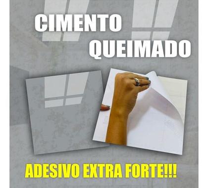 Imagem de Kit 50 Placas Mármore Adesivo Alto Brilho Cimento Queimado