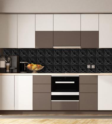 Imagem de Kit 50 Placas Preta 25x25cm 3D Decorativa Dakar Revestimento Plástico PVC Auto Relevo