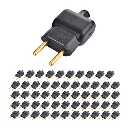 Kit 50 Plug Macho 10A 2P Pino Prensa Cabo gigante bipolar 250V Ilumi Imagem de Kit 50 Plug Macho 10A 2P Pino Prensa Cabo gigante bipolar 250V Ilumi