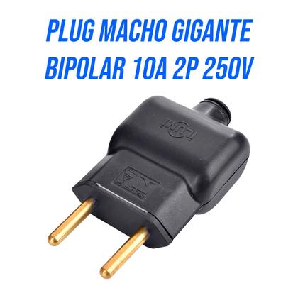 Kit 50 Plug Macho 10A 2P Pino Prensa Cabo gigante bipolar 250V Ilumi Imagem de Kit 50 Plug Macho 10A 2P Pino Prensa Cabo gigante bipolar 250V Ilumi