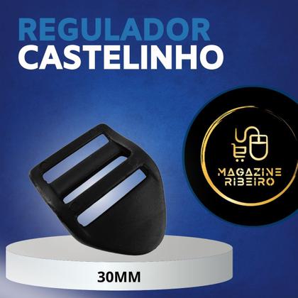 Imagem de  Kit 50 Reguladores Castelinho 30mm Plástico Preto para Ajuste de Alças em Mochilas, Bolsas, Malas e Bags - Resistente