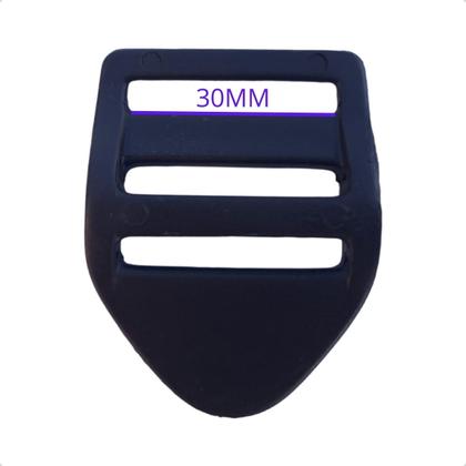 Imagem de  Kit 50 Reguladores Castelinho 30mm Plástico Preto para Ajuste de Alças em Mochilas, Bolsas, Malas e Bags - Resistente