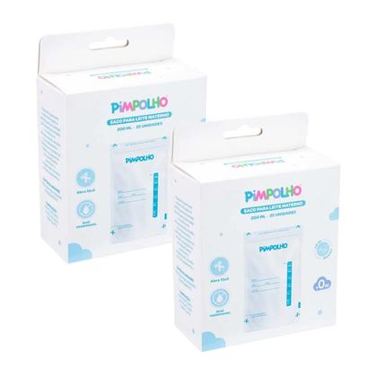 Imagem de Kit 50 Sacos Para Armazenar Leite Materno Descartaveís 200ml Pimpolho