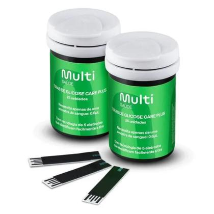 Imagem de Kit 50 tiras de glicose glicochec care plus - multi saúde