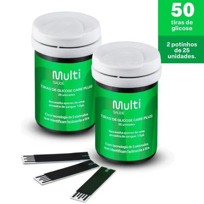 Imagem de Kit 50 tiras de glicose glicochec care plus - multi saúde