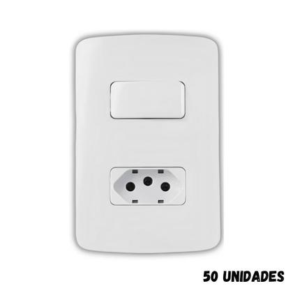 Imagem de Kit 50 Uni - MG B3 Conj 2P+T 10A + 1 Int Paralelo 10A Branco