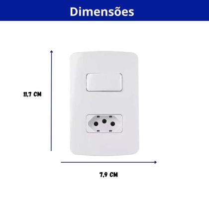 Imagem de Kit 50 unidades - mg b3 conj 1 tom. 2p+t 20a + 1 int. simples 10a 4x2 branco (19474)