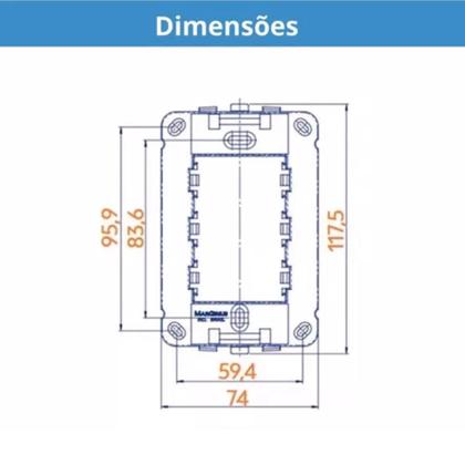 Imagem de Kit 50 unidades - mg b3 placa 4x2 1 posto horizontal branco (19420)