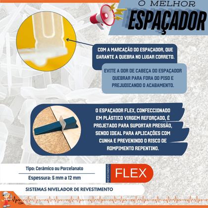 Imagem de Kit 500 Espaçadores Para Piso 100 Cunhas Flex Alicate Aço