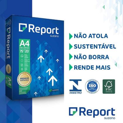 Imagem de Kit 500 folhas de papel sulfite a4 report premium 75 gramas por m2
