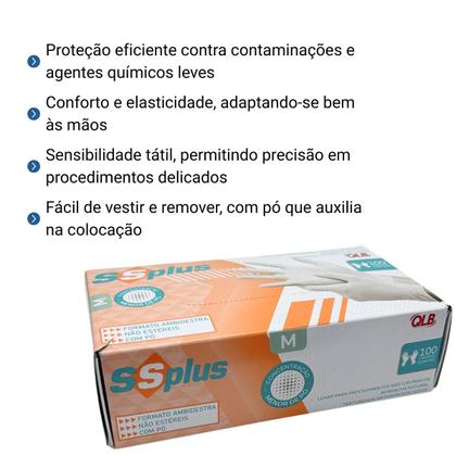 Imagem de Kit 500 Luvas M Latex com Pó SSPLUS