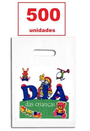 Imagem de Kit 500 Sacolas Plástica 33X24 Dia Das Crianças Cosme Damião