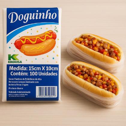 Imagem de Kit 500 Sacos Plástico Delivery Hot Dog Cachorro Quente