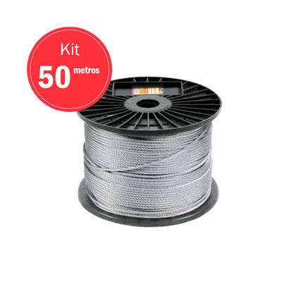 Imagem de Kit 50m Cabo de Aço Galvanizado 1/8 Af 6 X 7 - Vonder