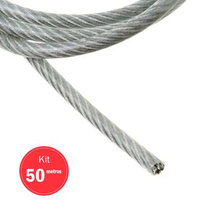 Imagem de Kit 50m Cabo de Aço Revestido Pvc 2,4mm X 3,0mm (3/32 X 1/8) - Vonder