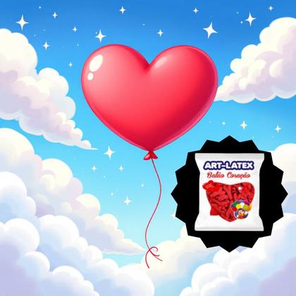 Imagem de Kit 50un Balão de coração de látex Número 12 vermelho 30 cm