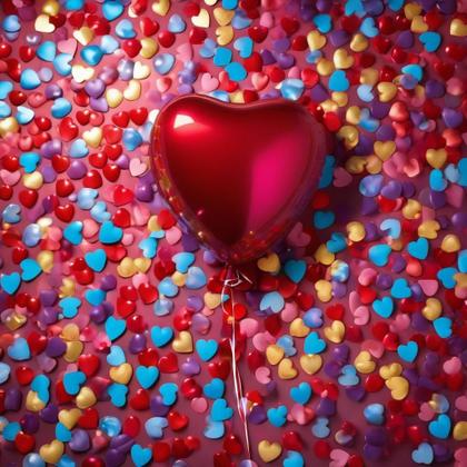 Imagem de Kit 50un Balão de coração de látex Número 12 vermelho 30 cm