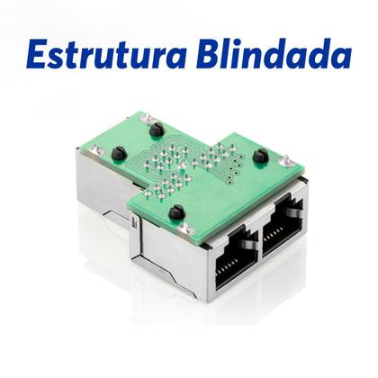 Imagem de Kit 50x Adaptador Duplicador Cabo De Rede RJ45 Ethernet Splitter Divisor Y Conector Blindado