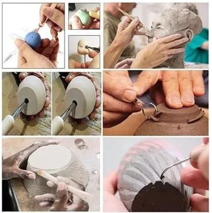 Imagem de Kit 52 Pecas De Ferramentas Escultura Em Cerâmica De Argila