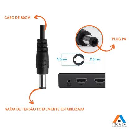 Imagem de Kit 5un Fita Led Branco Quente Rolo 5m 60 Leds + 1un Fonte 1A 12V Bivolt