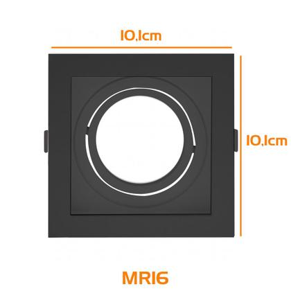 Imagem de Kit 5x Spot Recuado Quadrado Embutir Direcionável 10x10cm GU10 + Lâmpadas MR16 Bivolt Dicróica