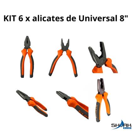Imagem de Kit 6 Alicate Universal Em Aço Forjado 8 Polegadas Sharkblue