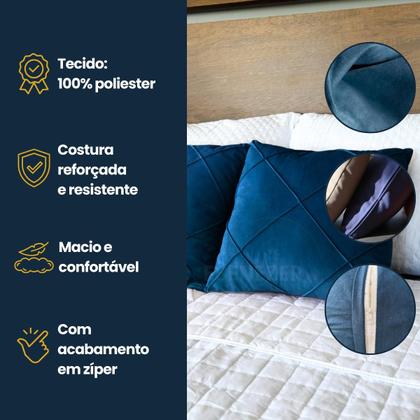 Imagem de Kit 6 Almofada Drapeada Suede com Enchimento 45x45 Fibra Siliconada Macia Decoração Cama Sofá Varias Cores