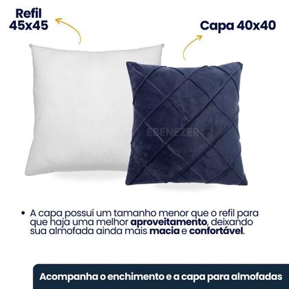 Imagem de Kit 6 Almofada Drapeada Suede com Enchimento 45x45 Fibra Siliconada Macia Decoração Cama Sofá Varias Cores