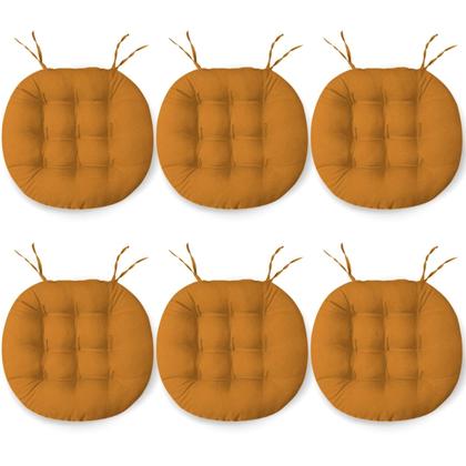 Imagem de Kit 6 Almofadas Futton Assento De Cadeira Confortável Macio Futton C/ Fitas De Amarrar 40x40CM Redondas