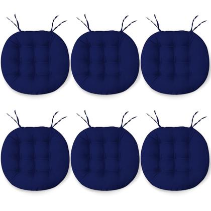 Imagem de Kit 6 Almofadas Futton Assento De Cadeira Confortável Macio Futton C/ Fitas De Amarrar 40x40CM Redondas