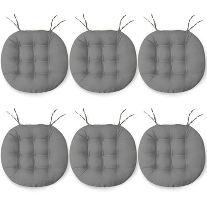 Imagem de Kit 6 Almofadas Futton Assento De Cadeira Confortável Macio Futton C/ Fitas De Amarrar 40x40CM Redondas
