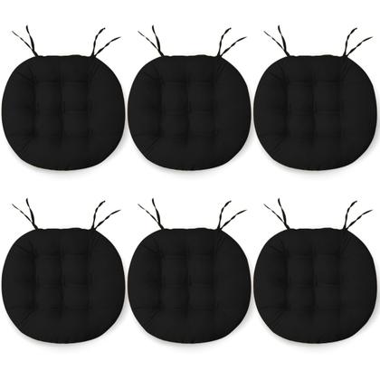 Imagem de Kit 6 Almofadas Futton Assento De Cadeira Confortável Macio Futton C/ Fitas De Amarrar 40x40CM Redondas