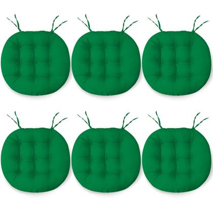 Imagem de Kit 6 Almofadas Futton Assento De Cadeira Confortável Macio Futton C/ Fitas De Amarrar 40x40CM Redondas