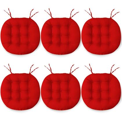 Imagem de Kit 6 Almofadas Futton Assento De Cadeira Confortável Macio Futton C/ Fitas De Amarrar 40x40CM Redondas