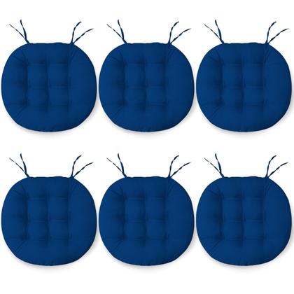 Imagem de Kit 6 Almofadas Futton Assento De Cadeira Confortável Macio Futton C/ Fitas De Amarrar 40x40CM Redondas