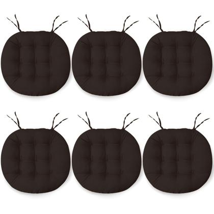 Imagem de Kit 6 Almofadas Futton Assento De Cadeira Confortável Macio Futton C/ Fitas De Amarrar 40x40CM Redondas