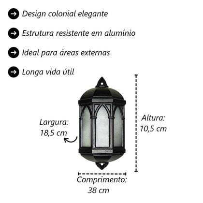 Imagem de Kit 6 Arandela de Parede Meia Cara Realeza Alumínio Bivolt
