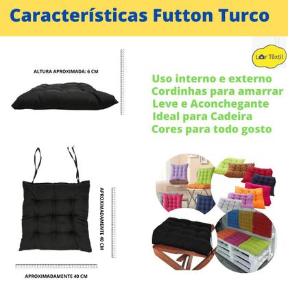 Imagem de Kit 6 Assento Para Cadeira Futon Preto-  Pronta Entrega