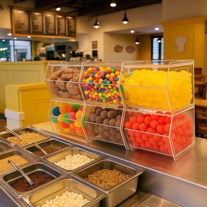 Imagem de Kit 6 Baleiro Doces Balas Display Balcão Bancada Expositor Acrílico Transparente Lojas