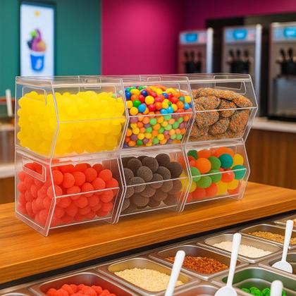 Imagem de Kit 6 Baleiro Doces Balas Display Balcão Bancada Expositor Acrílico Transparente Lojas