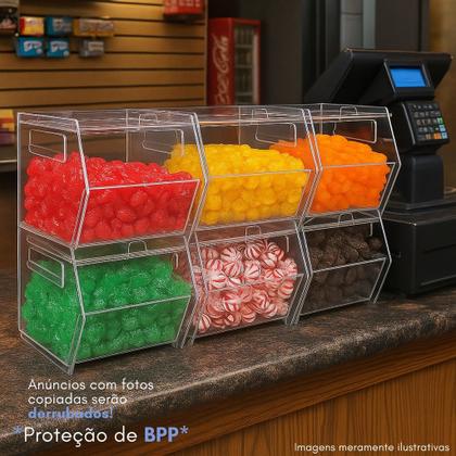 Imagem de Kit 6 Baleiro Doces Balas Display Balcão Bancada Expositor Acrílico Transparente Lojas