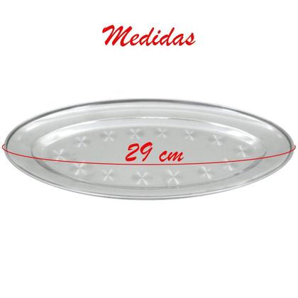 Imagem de Kit 6 Bandejas Oval Em Aço Inox 29cm