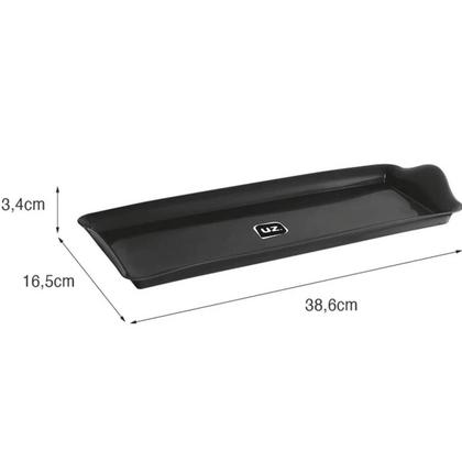 Imagem de Kit 6 Bandejas Slim 38x16cm Pretas Uz Retangular Fast Food Plástico Rasa Refeitório