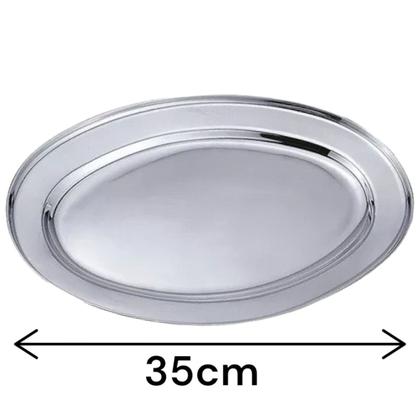 Imagem de Kit 6 Bandejas Travessas Oval Rasa Inox Media Servir 35cm